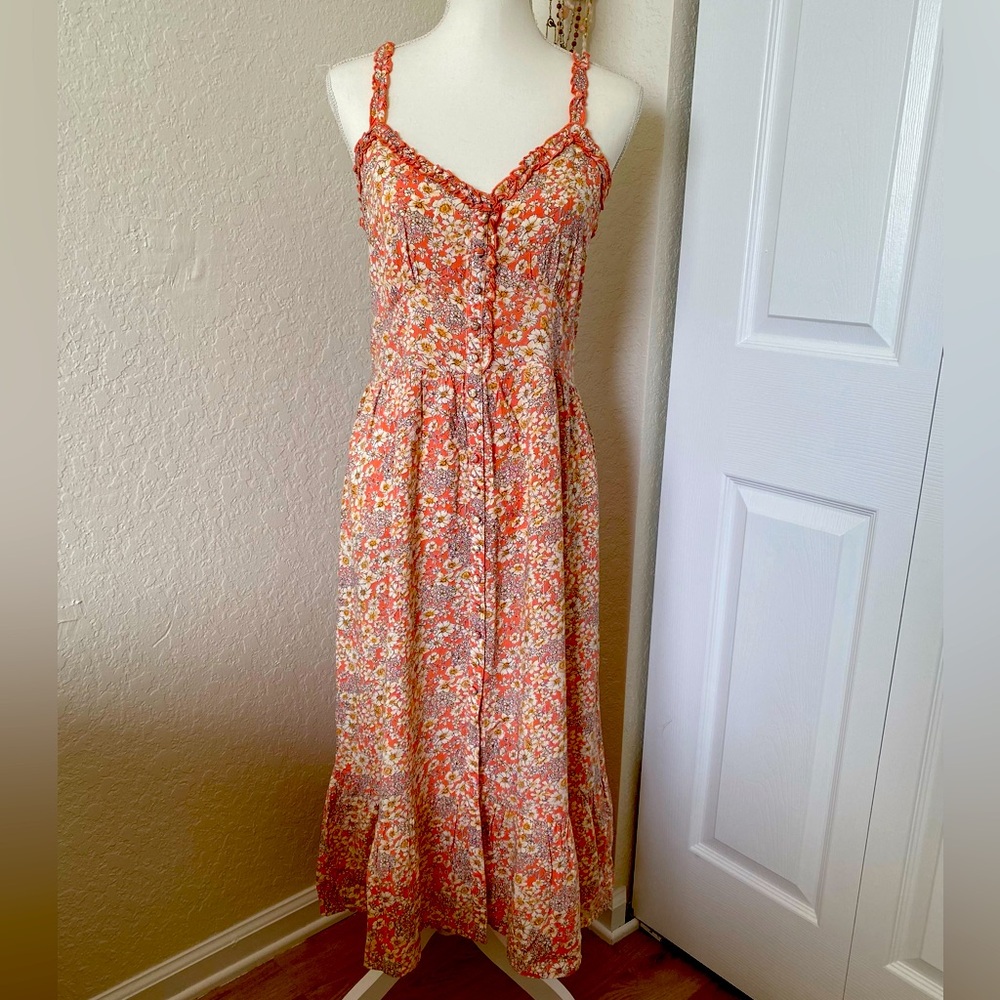 Patrons of Peace Orange Tiered Ruffled Sundress